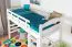 Massivholz Hochbett für Kinder | Matratzenmaß: 90 x 190 cm | Weiß Lackiert | umbaubar in Einzelbett | Premium-Qualität | inkl. Rollrost Abbildung
