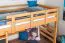 Massivholz Hochbett für Kinder | Matratzenmaß: 120 x 190 cm | Natur Lackiert | umbaubar in Einzelbett | Premium-Qualität | inkl. Rollrost Abbildung