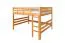 Massivholz Hochbett für Kinder | Matratzenmaß: 160 x 190 cm | Natur Lackiert | umbaubar in Einzelbett | Premium-Qualität | inkl. Rollrost Abbildung