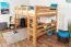 Breites Hochbett 160 x 200 cm | Massivholz: Buche | Natur Lackiert | umbaubar in Einzelbett | Premium-Qualität | inkl. Rollrost Abbildung