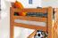 Massivholz Hochbett für Kinder | Matratzenmaß: 90 x 190 cm | Natur Lackiert | umbaubar in Einzelbett | Premium-Qualität | inkl. Rollrost Abbildung