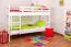 Etagenbett für Jugendliche 90 x 200 cm | Massivholz: Buche | Weiß Lackiert | umbaubar in 2 Einzelbetten | inkl. Rollroste Abbildung