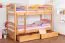 90 x 200 cm Etagenbett mit Stauraum / 2 Schubladen für Kinder Massivholz: Buche | Natur Lackiert | umbaubar in 2 Einzelbetten | Premium-Qualität | inkl. Rollroste Abbildung