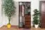 Kleiderschrank | 1 Drehtür | 4 Schubladen | mit Kleiderstange | 90 cm breit | Massivholz Kiefer | Farbe: Nuss Abbildung