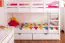 90 x 200 cm Etagenbett mit Stauraum / 2 Schubladen für Kinder Massivholz: Buche | Weiß Lackiert | umbaubar in 2 Einzelbetten | Premium-Qualität | inkl. Rollroste Abbildung