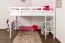 Hochbett für Kinder 120 x 200 cm | Massivholz: Buche | Weiß Lackiert | umbaubar in Einzelbett | Premium-Qualität | inkl. Rollrost Abbildung