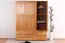 Kleiderschrank | 3 Drehtüren | 4 Schubladen | 4 Fächer | mit Kleiderstange | 154 cm breit | Massivholz | Farbe: Erle Abbildung