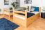 Stockbett mit Stauraum / 2 Schubladen für Kinder 90 x 200 cm | Massivholz: Buche | Natur Lackiert | umbaubar in 2 Einzelbetten | Premium-Qualität | inkl. Rollroste Abbildung
