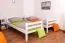 Etagenbett für Kinder 90 x 200 cm | Massivholz: Buche | Weiß Lackiert | umbaubar in 2 Einzelbetten | inkl. Rollroste Abbildung