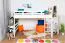 Hochbett für Kinder 120 x 190 cm | Massivholz: Buche | Weiß Lackiert | umbaubar in Einzelbett | Premium-Qualität | inkl. Rollrost Abbildung