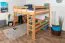 Hochbett für Kinder 160 x 200 cm | Massivholz: Buche | Natur Lackiert | umbaubar in Einzelbett | Premium-Qualität | inkl. Rollrost Abbildung