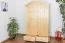Kleiderschrank | 3 Drehtüren | 5 Fächer | 2 Schubladen | mit Kleiderstange | 133 cm breit | Massivholz | Farbe: Natur Abbildung