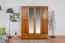 Kleiderschrank mit Spiegel, Kiefer Massivholz Eichefarben Rustikal - Abmessung: 195 x 162 x 60 cm (H x B x T) Abbildung