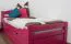Kinderbett / Jugendbett "Easy Premium Line" K1/2h inkl. 2. Liegeplatz und 2 Abdeckblenden, 90 x 200 cm Buche Vollholz massiv rosa lackiert