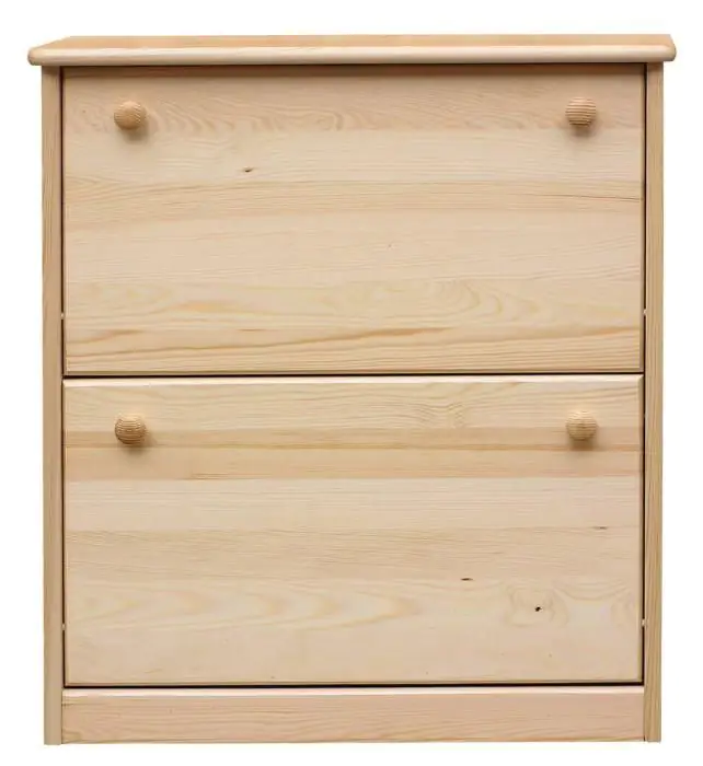 Schuhschrank Schuhkommode Holz massiv, Farbe: Natur 80x72x30 cm, für Garderobe, Vorzimmer, Flur Abbildung