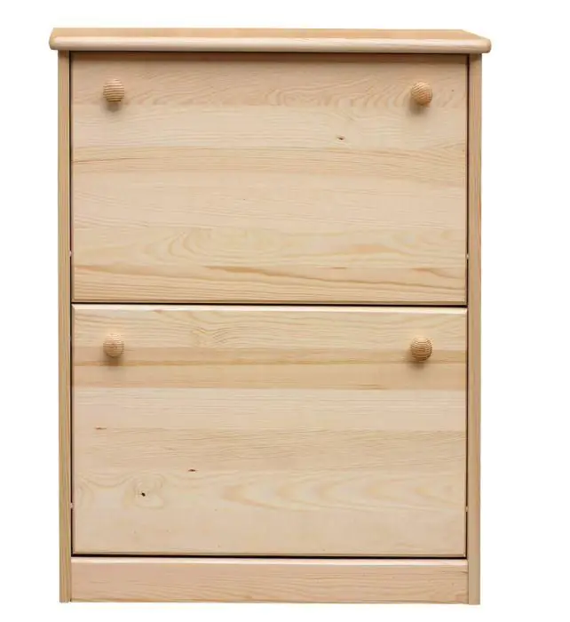 Schuhschrank Schuhkommode Holz massiv, Farbe: Natur 80x58x30 cm, für Garderobe, Vorzimmer, Flur Abbildung