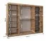 Kleiderschrank Lagginhorn 21, Farbe: Eiche Artisan, 2,5 Meter breit, ein Spiegel, 10 Fächer, Schiebetürenschrank, zwei Kleiderstangen, Aluminiumschienen