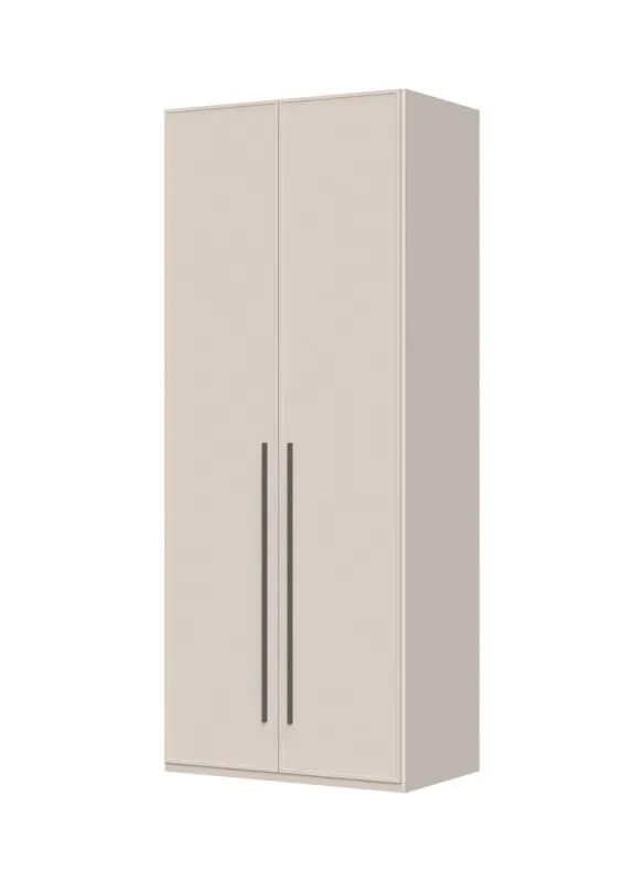 Einfacher Kleiderschrank mit zwei Türen Neiafu 01, Farbe: Kaschmir, Soft-Close-Funktion, Maße: 224 x 92 x 56 cm, verstellbare Füße, eine Kleiderstange