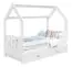 Kinderbett / Hausbett Kiefer Vollholz massiv weiß lackiert D3A, inkl. Lattenrost - Liegefläche: 80 x 160 cm (B x L)