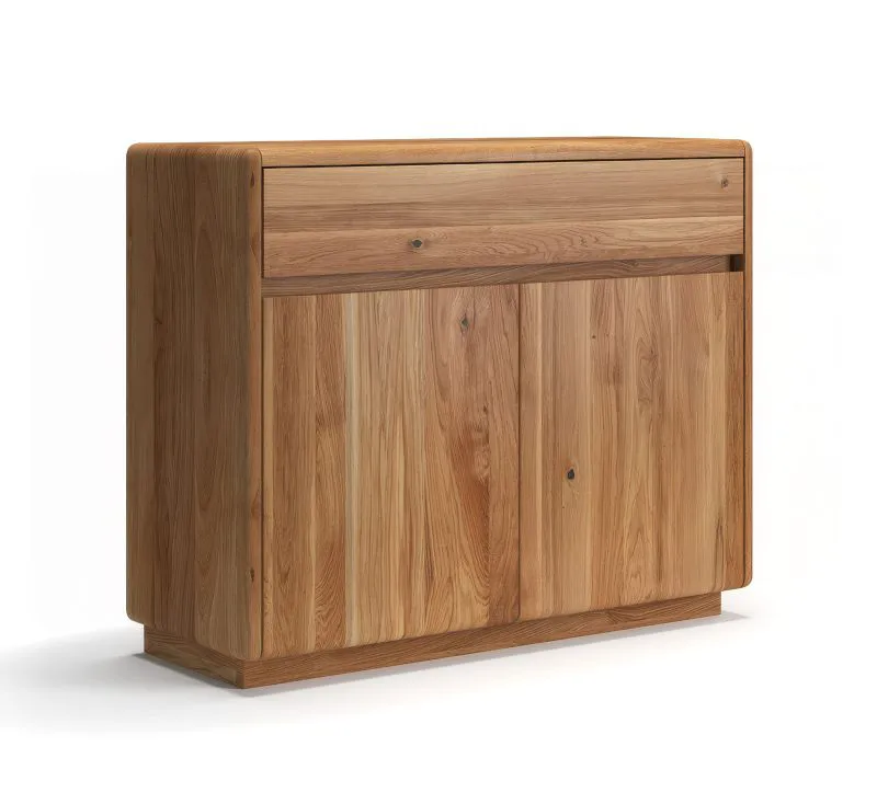 Kommode | Massivholz | Eichenholz geölt | 2 Türen | Push-to-open Funktion | 1 Schublade | Soft-Close Funktion | 107 x 40 x 85 cm | 2 Fächer