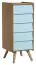 Kommode Jorinde 11, Farbe: Eiche / Blau - Abmessungen: 128 x 51 x 41 cm (H x B x T)