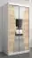 Schiebetürenschrank / Kleiderschrank Naranco 01 mit Spiegel, Farbe: Weiß matt / Eiche Sonoma - Abmessungen: 200 x 100 x 62 cm ( H x B x T)