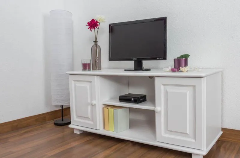TV-Schrank Massivholz Farbe: Weiß 55x118x47 cm Abbildung