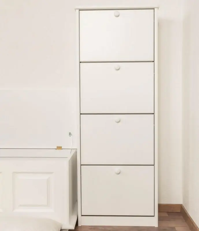 Massivholz-Schuhschrank, Farbe: Weiß 150x58x30 cm Abbildung