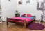 Einzelbett / Gästebett Kiefer Vollholz massiv Nussfarben A11, inkl. Lattenrost - Abmessung 140 x 200 cm
