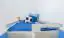 Hochbett mit Schrank, Regal und Schreibtisch "Felipe" 15, Blau / Weiß - Liegefläche: 90 x 200 cm