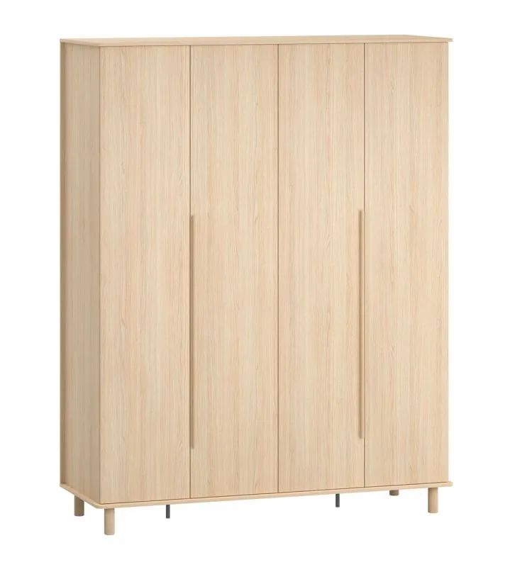 Kleiderschrank mit zwei Falttüren Aegir 01, Farbe: Eiche, neun Fächern, drei Schubladen, Maße: 238 x 188 x 60 cm, sehr stabil und robust, Soft-Close System