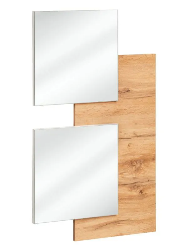 Wandpaneel mit zwei Spiegeln Pollestad 06, Farbe: Eiche Wotan - Abmessungen: 100 x 60 x 4 cm (H x B x T)
