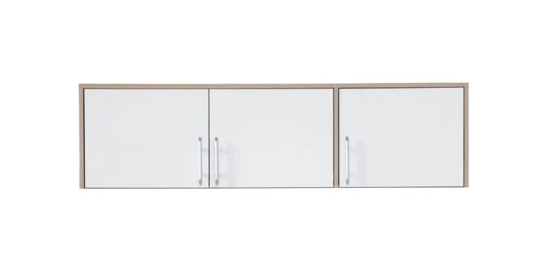 Schrankaufsatz Hannut 02, Farbe: Weiß / Eiche - Abmessungen: 40 x 150 x 56 cm (H x B x T)