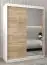 Schiebetürenschrank / Kleiderschrank mit Spiegel Tomlis 03B, Farbe: Weiß matt / Eiche Sonoma - Abmessungen: 200 x 150 x 62 cm (H x B x T)