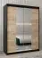 Schiebetürenschrank / Kleiderschrank mit Spiegel Tomlis 03A, Farbe: Schwarz / Eiche Sonoma - Abmessungen: 200 x 150 x 62 cm (H x B x T)