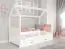 Kinderbett / Hausbett Kiefer Vollholz massiv weiß lackiert D3E, inkl. Lattenrost - Liegefläche: 80 x 160 cm (B x L)