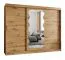 Schiebetürenschrank mit einen Spiegel Bernina 21, Farbe: Eiche Artisan, 2,5 Meter breit, 10 Fächer, zwei Kleiderstangen, Kleiderschrank, Aluminiumschienen