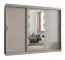 Kleiderschrank / Schiebetürenschrank Bernina 24, Farbe: Kaschmir, Aluminiumschienen, 2,5 Meter breit, eine Tür mit Spiegel, zwei Kleiderstangen, 10 Fächer