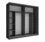 Kleiderschrank / Schiebetürenschrank mit zwei Spiegeltüren Almopia 01, Farbe: Graphitgrau, zwei Kleiderstangen, 10 Fächer, Maße: 215 x 230 x 52 cm