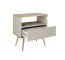 Nachtkommode | Nachttisch | Horsham 90 | Beige / Gold Akzente | 1 Schublade | 1 Fach | Push-to-open Funktion | Zweifarbig | minimalistischer Stil
