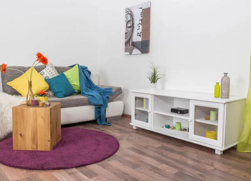TV-Schrank Massivholz Farbe: Weiß 55x136x47 cm Abbildung