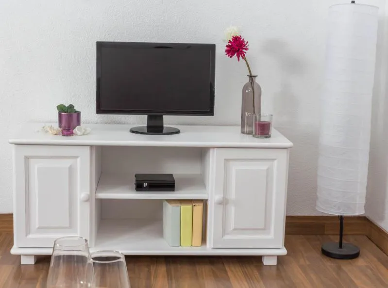 TV-Unterschrank Massivholz Farbe: Weiß 55x118x47 cm Abbildung