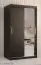 Schmaler Kleiderschrank mit einer Spiegeltür Balmenhorn 28, Farbe: Schwarz matt - Abmessungen: 200 x 100 x 62 cm (H x B x T), mit fünf Fächern
