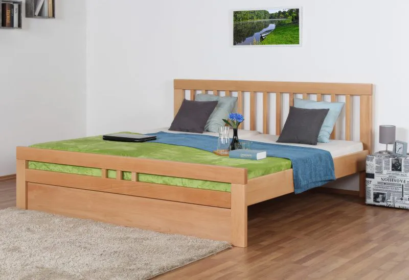 Jugendbett "Easy Premium Line" K8 inkl. 1 Abdeckblende, 200 x 200 cm Buche Vollholz massiv Natur