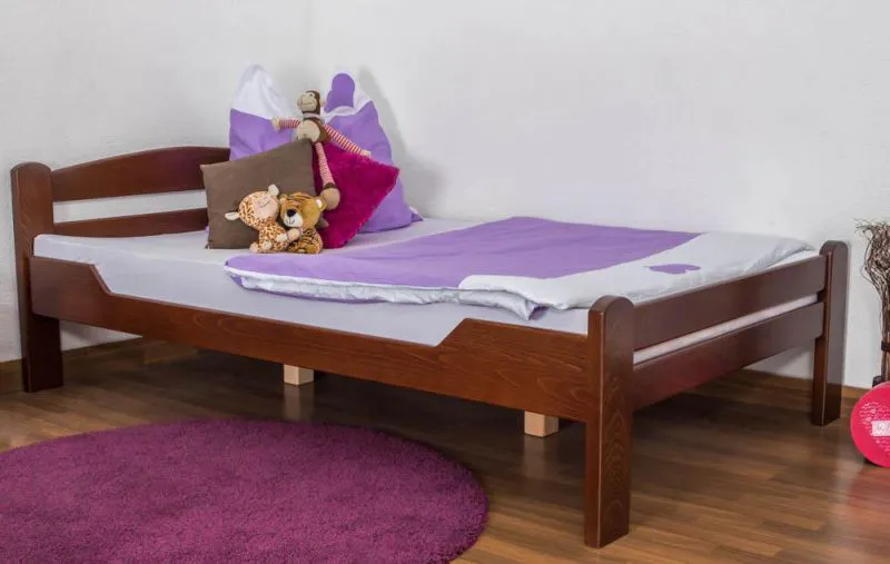 Massivholzbett Buche 120 x 200 cm Dunkelbraun mit Lattenrost Abbildung