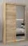 Schiebetürenschrank / Kleiderschrank Bisaurin 2C mit Spiegel, Farbe: Eiche Sonoma - Abmessungen: 200 x 120 x 62 cm ( H x B x T)
