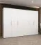 Kleiderschrank mit sechs Türen Korab 49, Farbe: Weiß, 3 Meter breit, Drehtürenschrank, vier Fächer, Griffe: Gold, vier Kleiderstangen, Soft-Close-Funktion