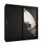 Schiebetürenschrank / Kleiderschrank Jorasses 19, Farbe: Schwarz, 2 Meter breit, fünf Fächer, eine Spiegeltür, zwei Kleiderstangen, Aluminiumschienen