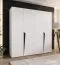 Drehtürenschrank | 4-Türig | Farbe: Weiß | 2 Fächer | Soft-Close-Funktion | 2 Kleiderstangen | Griffe: Schwarz | Maße: 200 x 52 x 202 cm | Kleiderschrank | ABS-Kanten