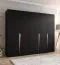Kleiderschrank | Farbe: Schwarz | 5-Türig | 3 Fächer | Griffe: Kaschmir | 3 Kleiderstangen| Soft-Close-Funktion | Maße: 250 x 52 x 202 cm | ABS-Kanten